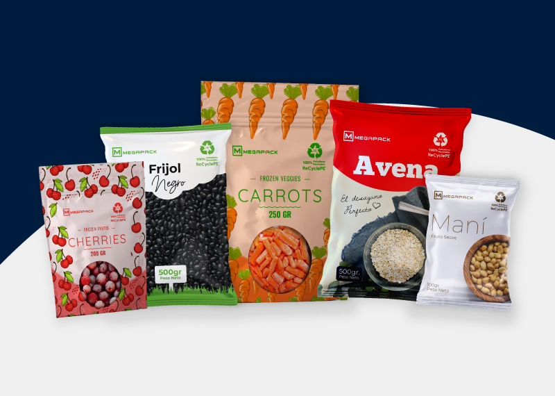 Línea de empaques flexibles MegaPack: bolsas para frutos secos, vegetales congelados y avena
